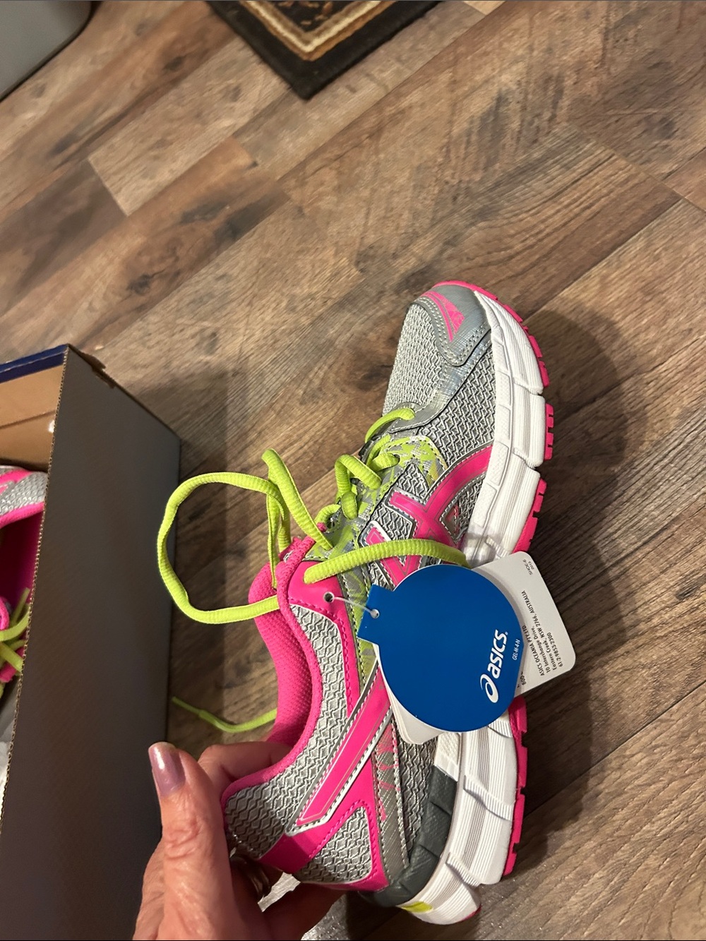 NWT ASICS Silver Pink Neon Green Women's Running Sneakers